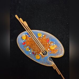 Matisse Blue Enamel Painters Pallet Brooch MCM